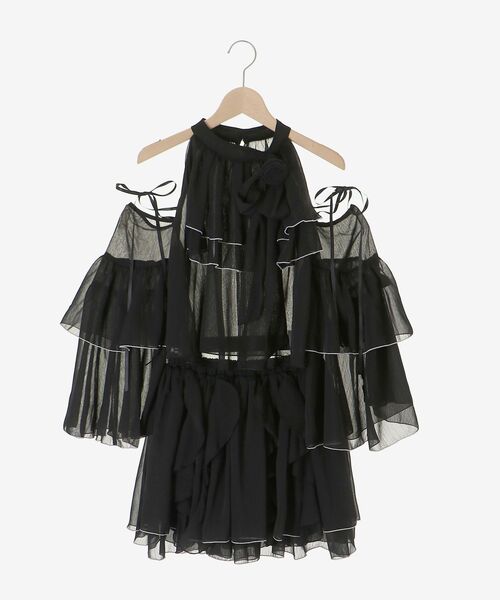 MAJESTIC LEGON(マジェスティックレゴン)の「ローズモチーフシアーフリルセットアップ(ワンピース・レディース・ピンク/アイボリー/ブラック・MEDIUM)」の21枚目の写真