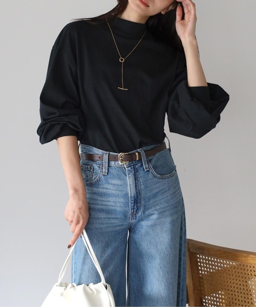 Fizz（フィズ）の「モックネック　ボリュームスリーブロンT（Tシャツ/カットソー・レディース・ホワイト/ブラック/ホワイト×ブラック・M）」の14枚目の写真