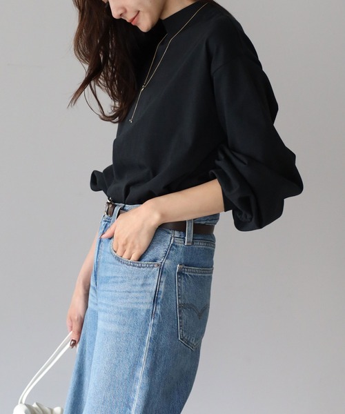 Fizz（フィズ）の「モックネック　ボリュームスリーブロンT（Tシャツ/カットソー・レディース・ホワイト/ブラック/ホワイト×ブラック・M）」の15枚目の写真