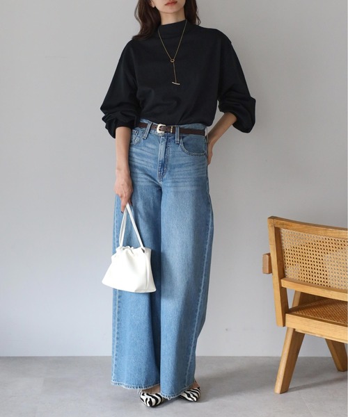 Fizz（フィズ）の「モックネック　ボリュームスリーブロンT（Tシャツ/カットソー・レディース・ホワイト/ブラック/ホワイト×ブラック・M）」の17枚目の写真