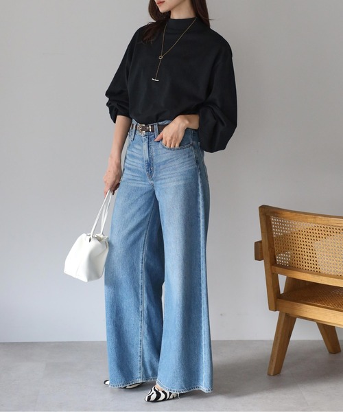 Fizz（フィズ）の「モックネック　ボリュームスリーブロンT（Tシャツ/カットソー・レディース・ホワイト/ブラック/ホワイト×ブラック・M）」の18枚目の写真
