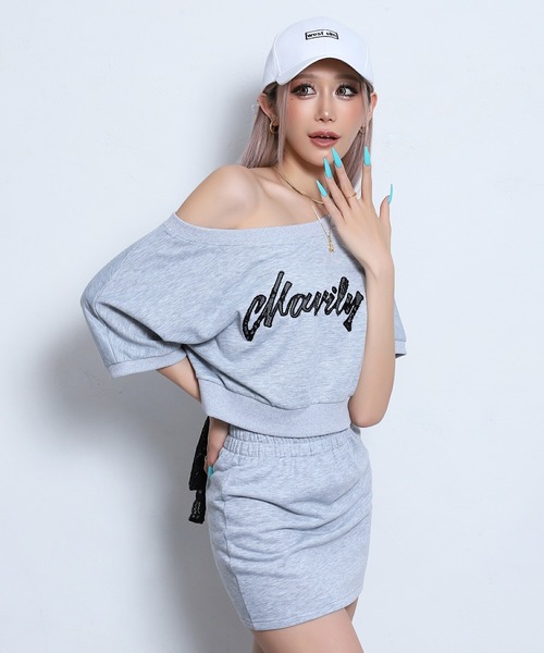 BLACKQUEEN（ブラッククイーン）の「【BLACKQUEEN】バックリボンロゴセットアップ（セットアップ・レディース・グレー/ブラック・M）」の4枚目の写真