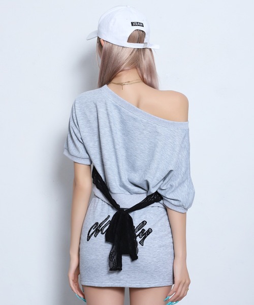 BLACKQUEEN（ブラッククイーン）の「【BLACKQUEEN】バックリボンロゴセットアップ（セットアップ・レディース・グレー/ブラック・M）」の5枚目の写真