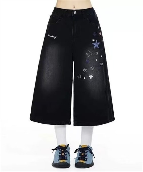 Dream garden（ドリームガーデン）の「星と花刺繍7分丈デニムパンツ（デニムパンツ・レディース・ブラック・XL/L/M/S）」の7枚目の写真