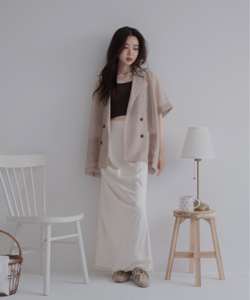 JUMELLE（ジュメロ）の「シアーテーラードジャケット（テーラードジャケット・レディース・ベージュ/ネイビー・MEDIUM）」の12枚目の写真