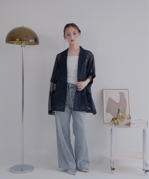 JUMELLE（ジュメロ）の「シアーテーラードジャケット（テーラードジャケット・レディース・ベージュ/ネイビー・MEDIUM）」の17枚目の写真