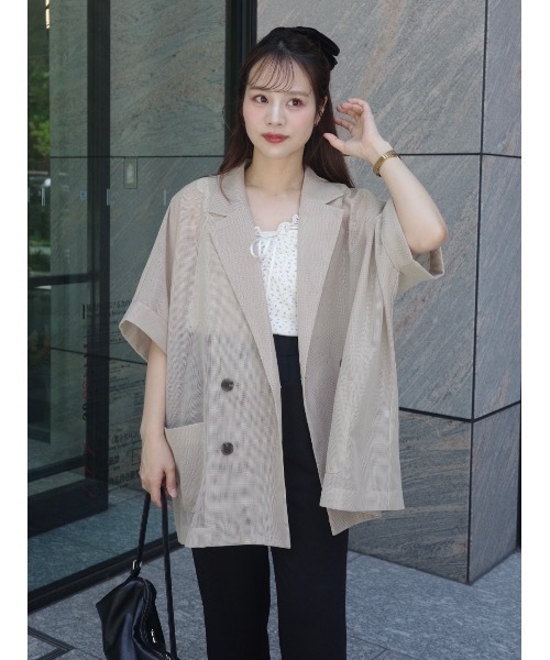 JUMELLE（ジュメロ）の「シアーテーラードジャケット（テーラードジャケット・レディース・ベージュ/ネイビー・MEDIUM）」の19枚目の写真
