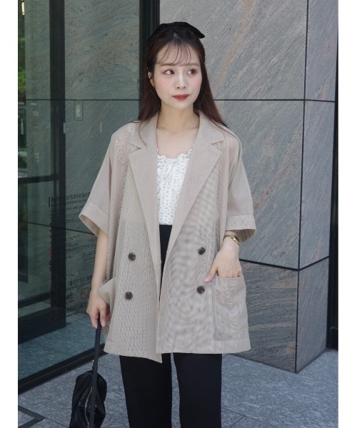 JUMELLE（ジュメロ）の「シアーテーラードジャケット（テーラードジャケット・レディース・ベージュ/ネイビー・MEDIUM）」の20枚目の写真