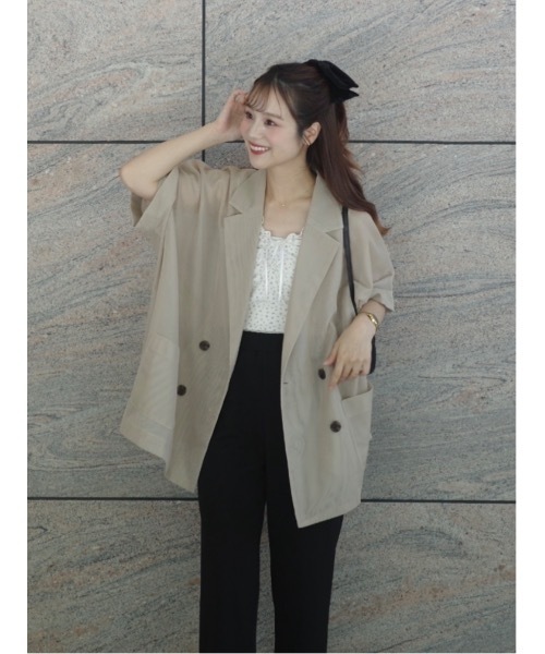 JUMELLE（ジュメロ）の「シアーテーラードジャケット（テーラードジャケット・レディース・ベージュ/ネイビー・MEDIUM）」の21枚目の写真