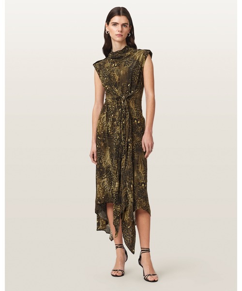 ALLSAINTS(オールセインツ)の「PERSIA ASYMMETRIC MIDI DRESS | PERSIA アシンメトリー ミディ ドレス・ワンピース(ワンピース・レディース・グリーン系その他・10/4/8)」の6枚目の写真