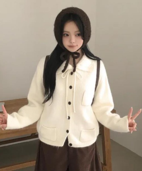 semplice（センプリチェ）の「ニット・セーター（ニット/セーター・レディース・グレー/アイボリー/ブラウン・F）」の6枚目の写真