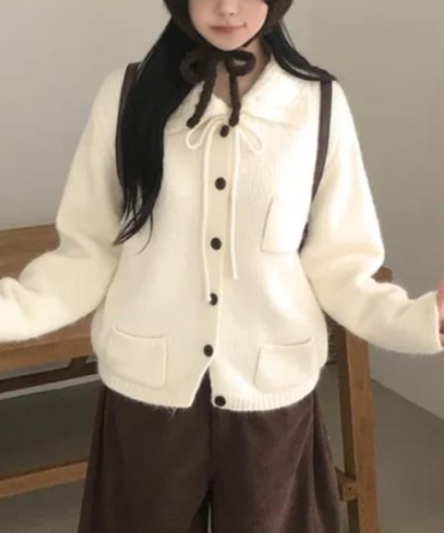 semplice（センプリチェ）の「ニット・セーター（ニット/セーター・レディース・グレー/アイボリー/ブラウン・F）」の19枚目の写真