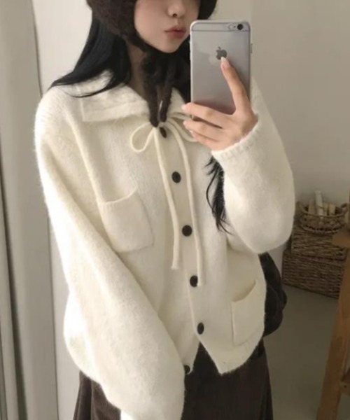 semplice（センプリチェ）の「ニット・セーター（ニット/セーター・レディース・グレー/アイボリー/ブラウン・F）」の17枚目の写真