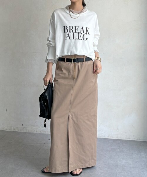 DouDou（ドゥドゥ）の「【WEB限定】BREAK ALEGフロッキーレイヤードロンTEE（Tシャツ/カットソー・レディース・オフホワイト/ブラック・FREE）」の3枚目の写真