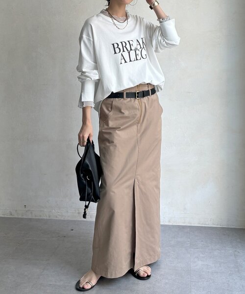 DouDou（ドゥドゥ）の「【WEB限定】BREAK ALEGフロッキーレイヤードロンTEE（Tシャツ/カットソー・レディース・オフホワイト/ブラック・FREE）」の4枚目の写真