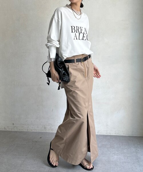 DouDou（ドゥドゥ）の「【WEB限定】BREAK ALEGフロッキーレイヤードロンTEE（Tシャツ/カットソー・レディース・オフホワイト/ブラック・FREE）」の7枚目の写真