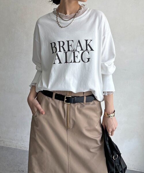 DouDou（ドゥドゥ）の「【WEB限定】BREAK ALEGフロッキーレイヤードロンTEE（Tシャツ/カットソー・レディース・オフホワイト/ブラック・FREE）」の9枚目の写真