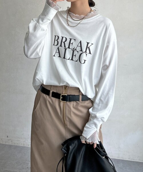 DouDou（ドゥドゥ）の「【WEB限定】BREAK ALEGフロッキーレイヤードロンTEE（Tシャツ/カットソー・レディース・オフホワイト/ブラック・FREE）」の10枚目の写真