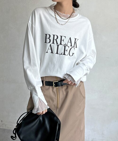 DouDou（ドゥドゥ）の「【WEB限定】BREAK ALEGフロッキーレイヤードロンTEE（Tシャツ/カットソー・レディース・オフホワイト/ブラック・FREE）」の11枚目の写真