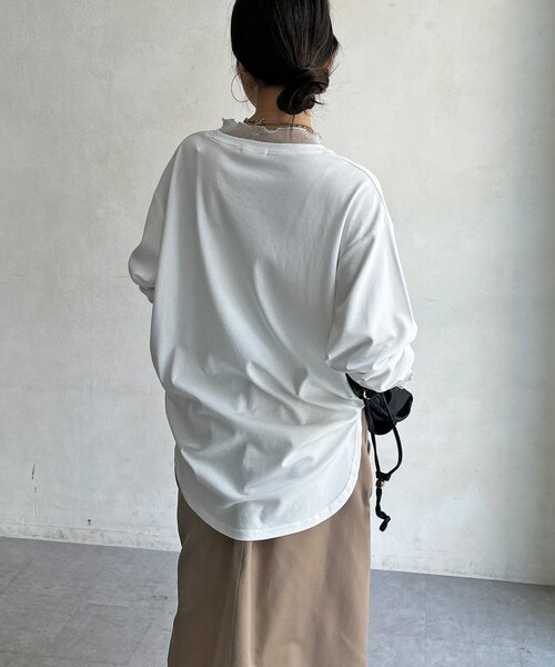 DouDou（ドゥドゥ）の「【WEB限定】BREAK ALEGフロッキーレイヤードロンTEE（Tシャツ/カットソー・レディース・オフホワイト/ブラック・FREE）」の12枚目の写真