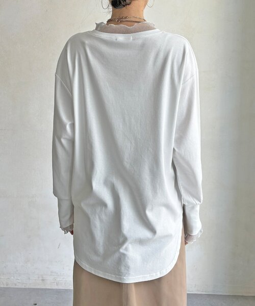 DouDou（ドゥドゥ）の「【WEB限定】BREAK ALEGフロッキーレイヤードロンTEE（Tシャツ/カットソー・レディース・オフホワイト/ブラック・FREE）」の15枚目の写真