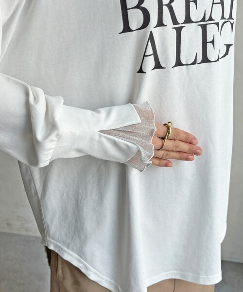 DouDou（ドゥドゥ）の「【WEB限定】BREAK ALEGフロッキーレイヤードロンTEE（Tシャツ/カットソー・レディース・オフホワイト/ブラック・FREE）」の19枚目の写真