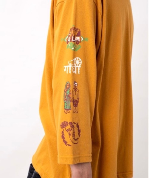 チャイハネ(チャイハネ)の「【チャイハネ】ヒンディカナメンズTシャツ(Tシャツ/カットソー・メンズ・ホワイト/ブラック/マスタード・FREE)」の10枚目の写真