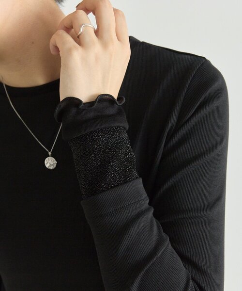 ear PAPILLONNER(イアパピヨネ)の「リブ袖メロウカットソー2【SUM1 STYLE】(Tシャツ/カットソー・レディース・ホワイト/ブラック/レッド・FREE)」の2枚目の写真