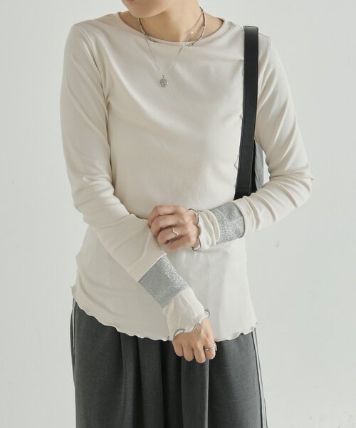 ear PAPILLONNER(イアパピヨネ)の「リブ袖メロウカットソー2【SUM1 STYLE】(Tシャツ/カットソー・レディース・ホワイト/ブラック/レッド・FREE)」の7枚目の写真