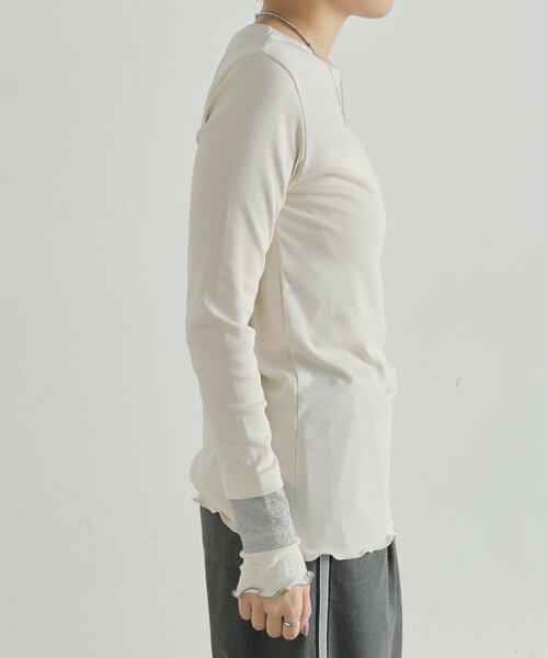 ear PAPILLONNER(イアパピヨネ)の「リブ袖メロウカットソー2【SUM1 STYLE】(Tシャツ/カットソー・レディース・ホワイト/ブラック/レッド・FREE)」の8枚目の写真