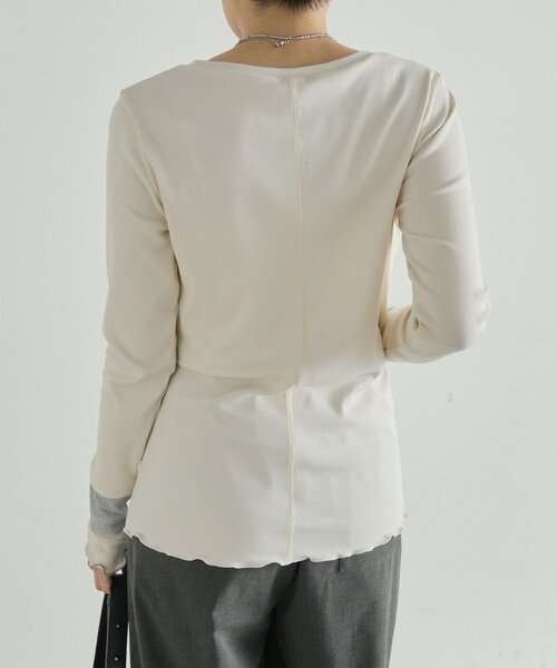ear PAPILLONNER(イアパピヨネ)の「リブ袖メロウカットソー2【SUM1 STYLE】(Tシャツ/カットソー・レディース・ホワイト/ブラック/レッド・FREE)」の9枚目の写真