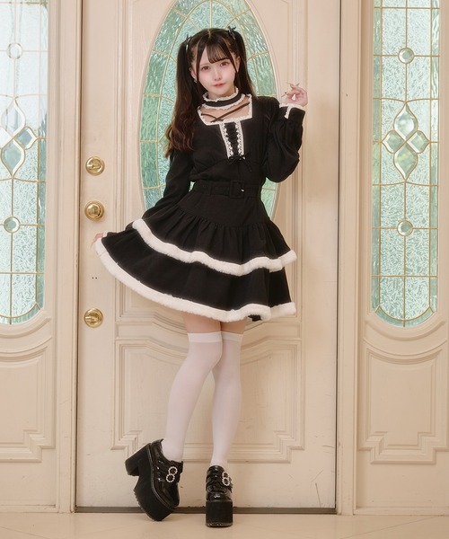 Pal elfy(パルエルフィー)の「チョーカー付き編上げファーワンピース(ワンピース・レディース・ピンク/ブラウン系その他/ブラック・フリー)」の7枚目の写真