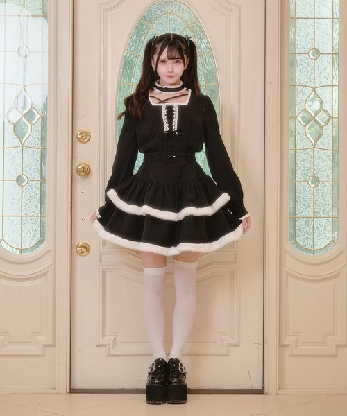 Pal elfy(パルエルフィー)の「チョーカー付き編上げファーワンピース(ワンピース・レディース・ピンク/ブラウン系その他/ブラック・フリー)」の9枚目の写真