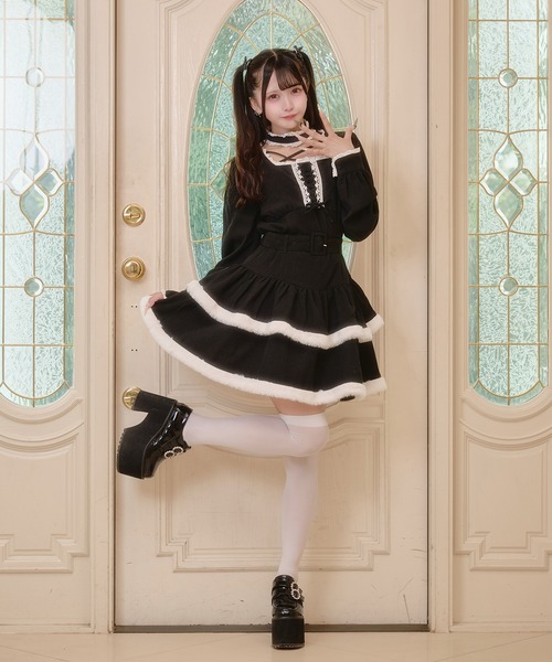 Pal elfy(パルエルフィー)の「チョーカー付き編上げファーワンピース(ワンピース・レディース・ピンク/ブラウン系その他/ブラック・フリー)」の6枚目の写真