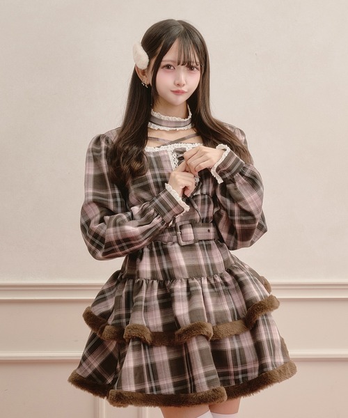 Pal elfy(パルエルフィー)の「チョーカー付き編上げファーワンピース(ワンピース・レディース・ピンク/ブラウン系その他/ブラック・フリー)」の19枚目の写真