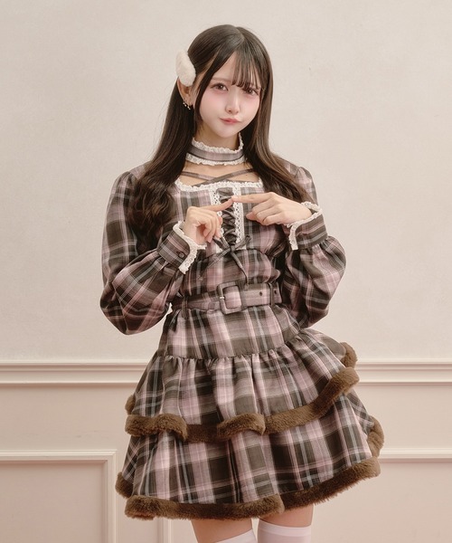 Pal elfy(パルエルフィー)の「チョーカー付き編上げファーワンピース(ワンピース・レディース・ピンク/ブラウン系その他/ブラック・フリー)」の21枚目の写真