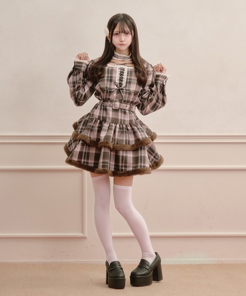 Pal elfy(パルエルフィー)の「チョーカー付き編上げファーワンピース(ワンピース・レディース・ピンク/ブラウン系その他/ブラック・フリー)」の22枚目の写真