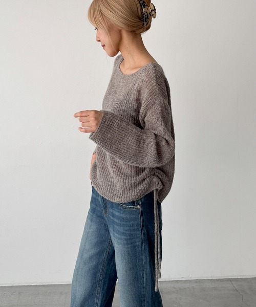 CANAL JEAN(キャナルジーン)の「El mar あぜ編みサイドギャザーニット(ニット/セーター・レディース・モカ/ブラック/ベージュ・ONE SIZE)」の6枚目の写真