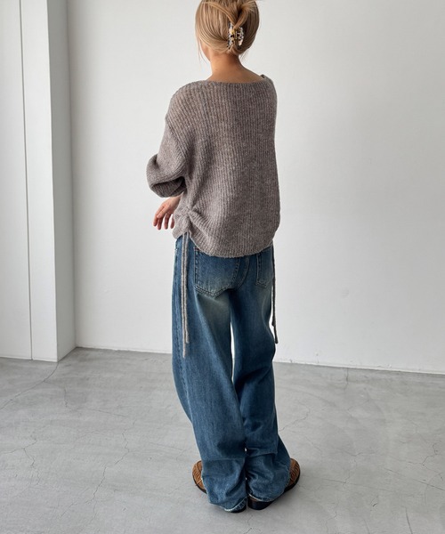 CANAL JEAN(キャナルジーン)の「El mar あぜ編みサイドギャザーニット(ニット/セーター・レディース・モカ/ブラック/ベージュ・ONE SIZE)」の7枚目の写真