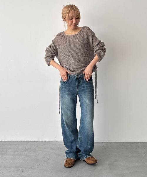 CANAL JEAN(キャナルジーン)の「El mar あぜ編みサイドギャザーニット(ニット/セーター・レディース・モカ/ブラック/ベージュ・ONE SIZE)」の8枚目の写真