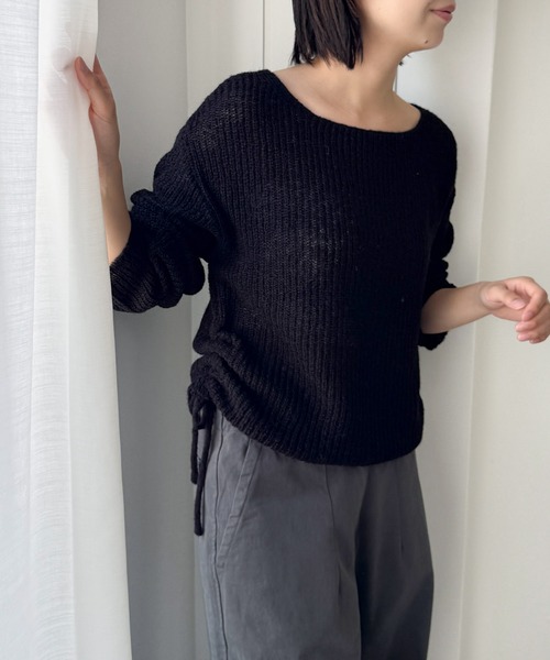 CANAL JEAN(キャナルジーン)の「El mar あぜ編みサイドギャザーニット(ニット/セーター・レディース・モカ/ブラック/ベージュ・ONE SIZE)」の9枚目の写真