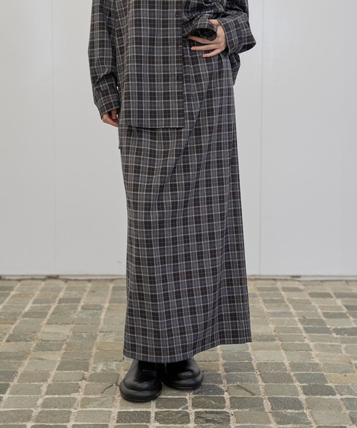 チェックロングスカート