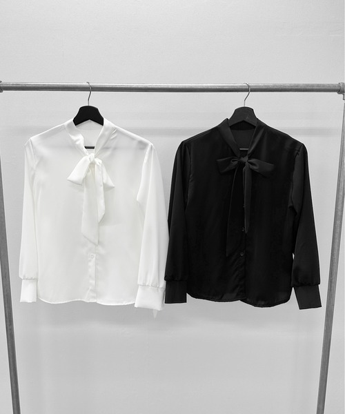 LVEU.（ラブユ.）の「【LVEU.】シフォンボウタイブラウス / トップス ブラウス シフォン ボウタイ リボン クラシカル シンプル ブラック ホワイト ZOZOTOWN限定（シャツ/ブラウス・レディース・ホワイト/ブラック・FREE）」の11枚目の写真