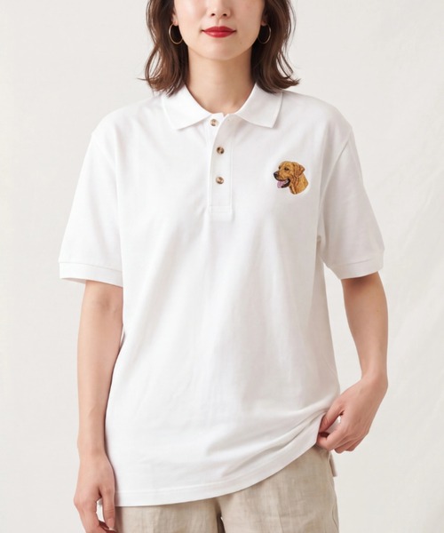 INNOCENT(イノセント)の「【T24】DOG WHITE EMBROIDERY POLO SS-K420(ポロシャツ・レディース・その他2/その他3/その他1/その他5/その他6/その他4・SMALL/MEDIUM/LARGE/X-LARGE)」の2枚目の写真