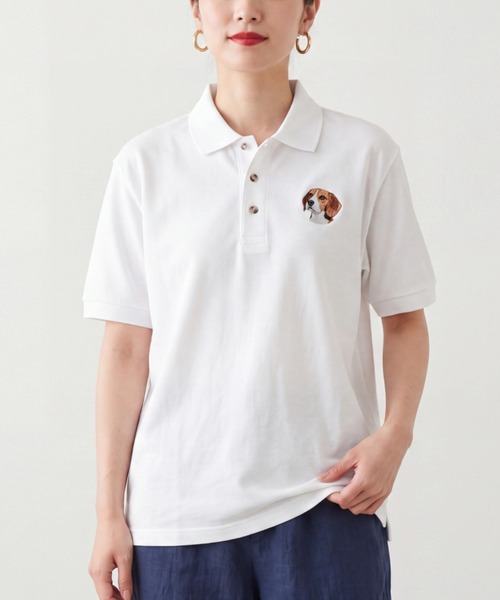 INNOCENT(イノセント)の「【T24】DOG WHITE EMBROIDERY POLO SS-K420(ポロシャツ・レディース・その他2/その他3/その他1/その他5/その他6/その他4・SMALL/MEDIUM/LARGE/X-LARGE)」の5枚目の写真