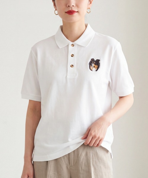 INNOCENT(イノセント)の「【T24】DOG WHITE EMBROIDERY POLO SS-K420(ポロシャツ・レディース・その他2/その他3/その他1/その他5/その他6/その他4・SMALL/MEDIUM/LARGE/X-LARGE)」の6枚目の写真