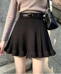 裾フリルニットミニスカート