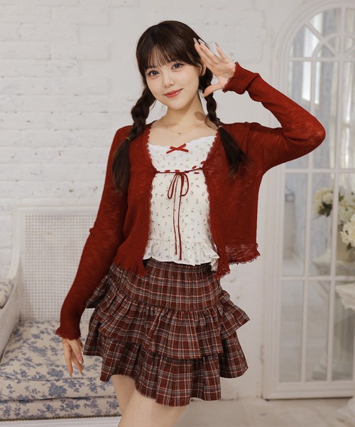 Anely(アネリー)の「【2点セット】小花柄レースリボンキャミソール×ニットカーディガン(その他トップス・レディース・レッド/イエロー/ブルー・FREE)」の15枚目の写真