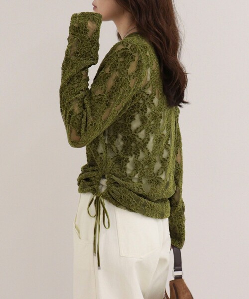 fredy emue(フレディエミュ)の「ドロストアシメレースプルオーバーカットソー(Tシャツ/カットソー・レディース・オフホワイト/ブラック/カーキ・38)」の3枚目の写真
