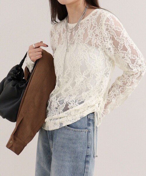 fredy emue(フレディエミュ)の「ドロストアシメレースプルオーバーカットソー(Tシャツ/カットソー・レディース・オフホワイト/ブラック/カーキ・38)」の10枚目の写真